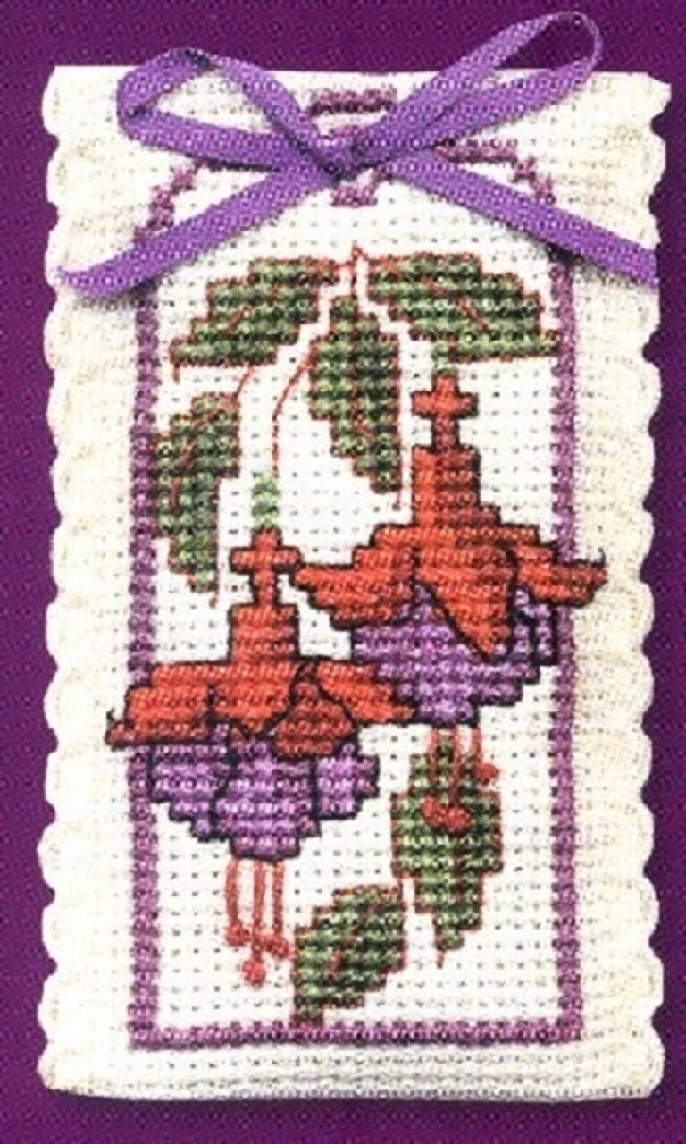 Textile Heritage Lavender Sachet Counted Cross Stitch Kit - Fuchsias